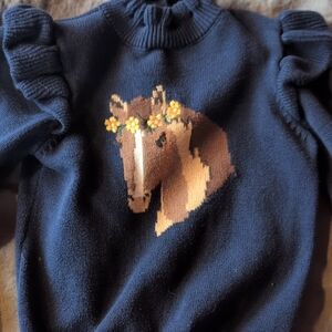 Navy Blue Horse Sweater